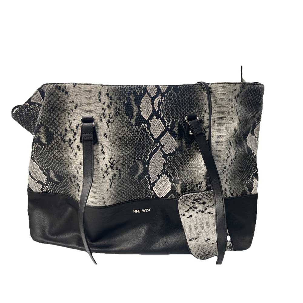 Snakeskin Faux Leather Nine West Large Tote Lap Top Bag Purse Corp Core